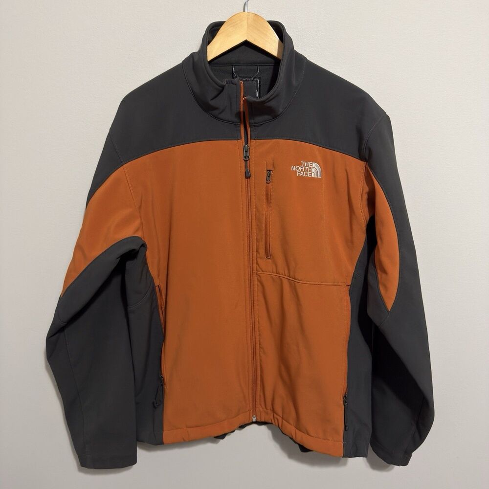 North Face Jacket Men L Orange Apex Bionic Softshell Wind Rain Full Zip Hiking